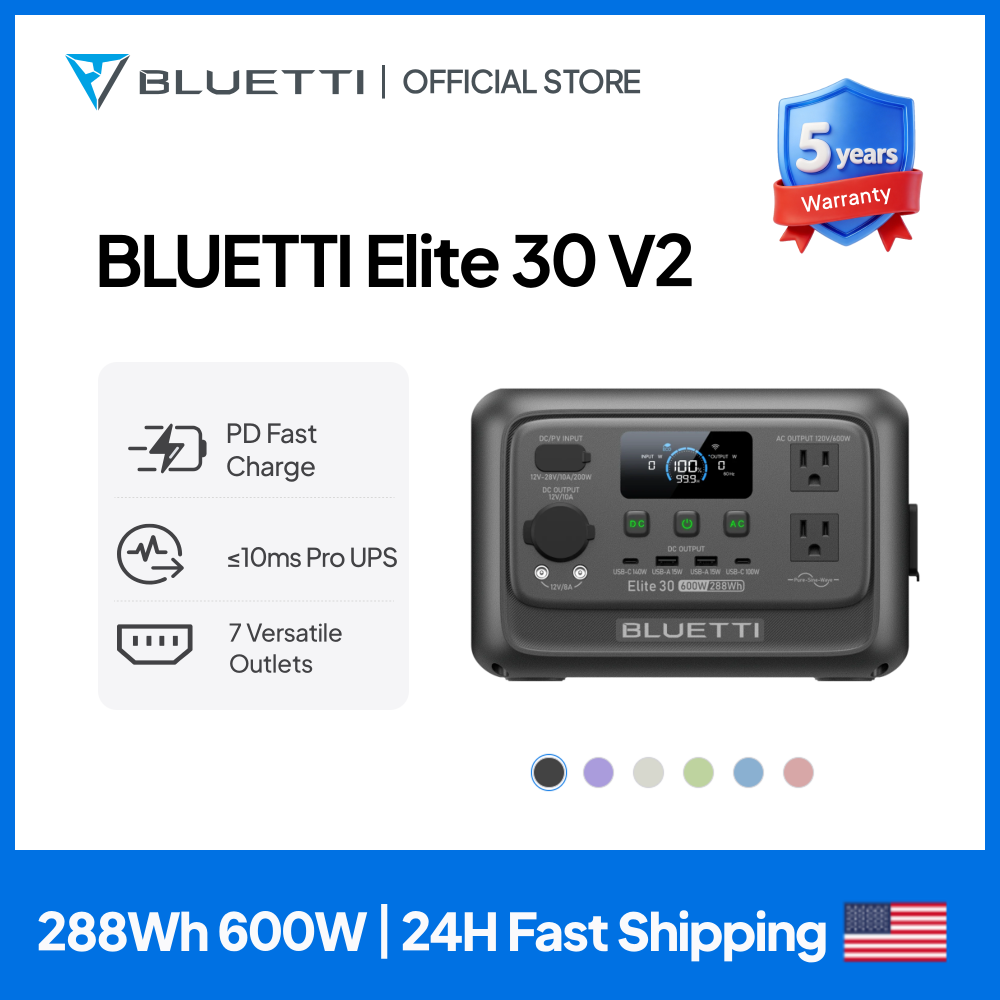 Solar Powered Charger - 【Renew】BLUETTI Elite 30 V2 Portable Power