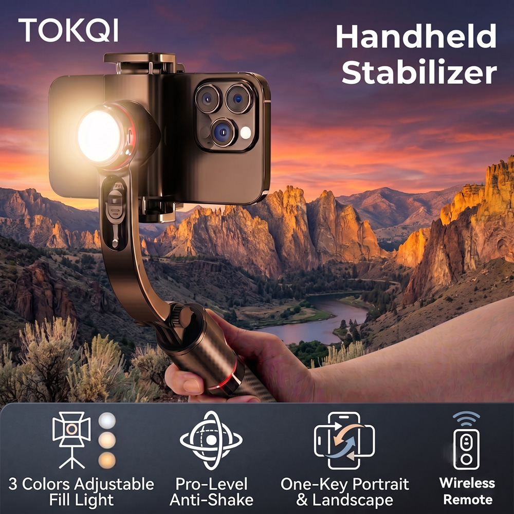 Auto Tracking Tripod - TOKQI Gimbal Stabilizer Anti-Shake Aluminum Alloy