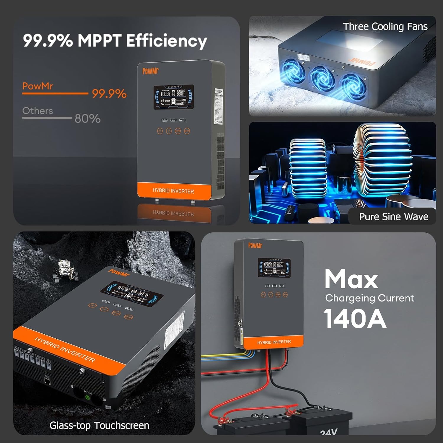 PowMr USA 4000W 24V Hybrid Sol - đánh giá và giá Solar Powered Charger