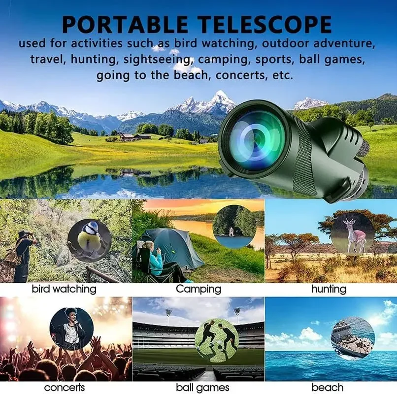 80x100 HD Monocular for Smartp - đánh giá và giá Auto Tracking Tripod